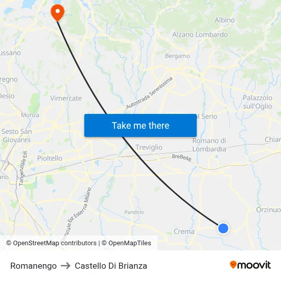 Romanengo to Castello Di Brianza map