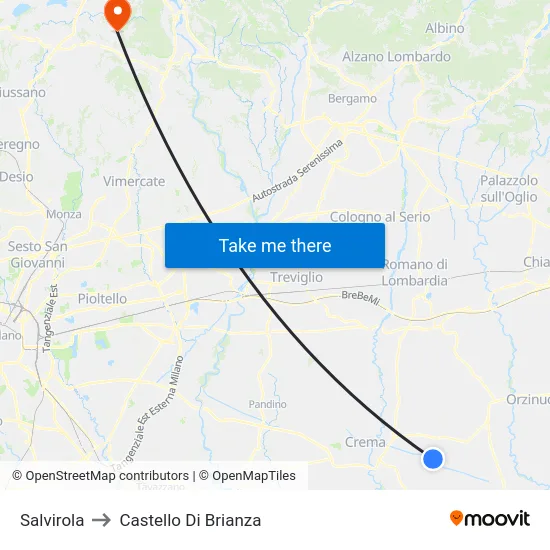 Salvirola to Castello Di Brianza map