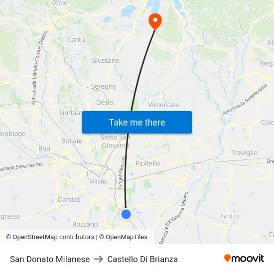 San Donato Milanese to Castello Di Brianza map