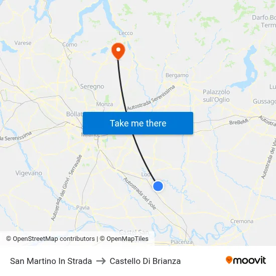 San Martino In Strada to Castello Di Brianza map