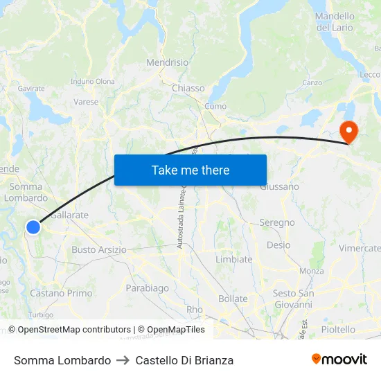 Somma Lombardo to Castello di Brianza map