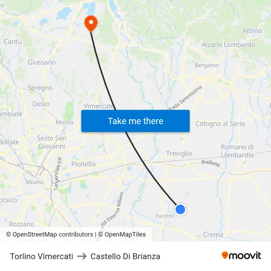 Torlino Vimercati to Castello Di Brianza map