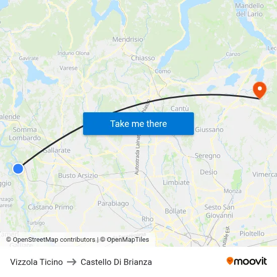 Vizzola Ticino to Castello di Brianza map