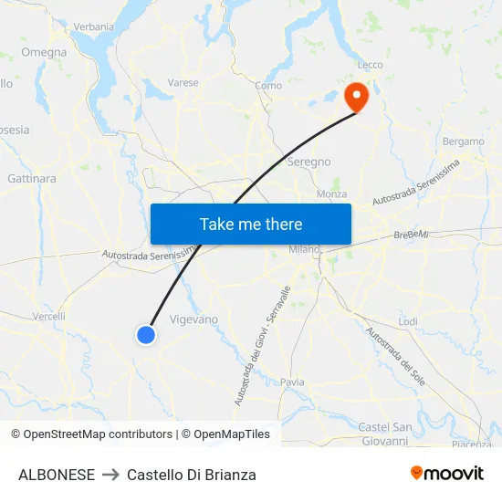 ALBONESE to Castello Di Brianza map