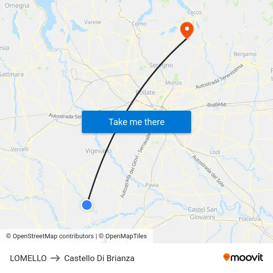 Lomello to Castello di Brianza map