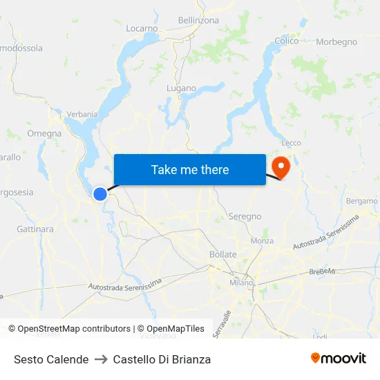 Sesto Calende to Castello di Brianza map