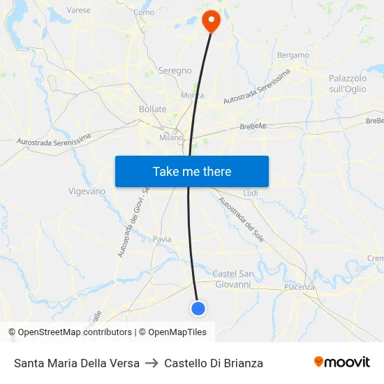 Santa Maria Della Versa to Castello di Brianza map