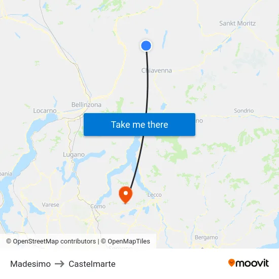 Madesimo to Castelmarte map