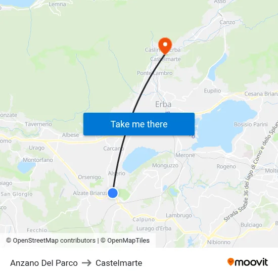 Anzano Del Parco to Castelmarte map