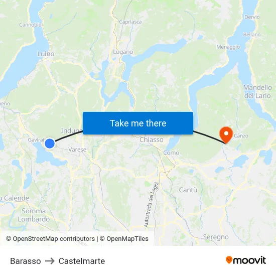 Barasso to Castelmarte map