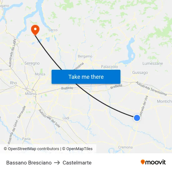 Bassano Bresciano to Castelmarte map