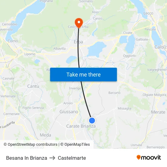 Besana In Brianza to Castelmarte map