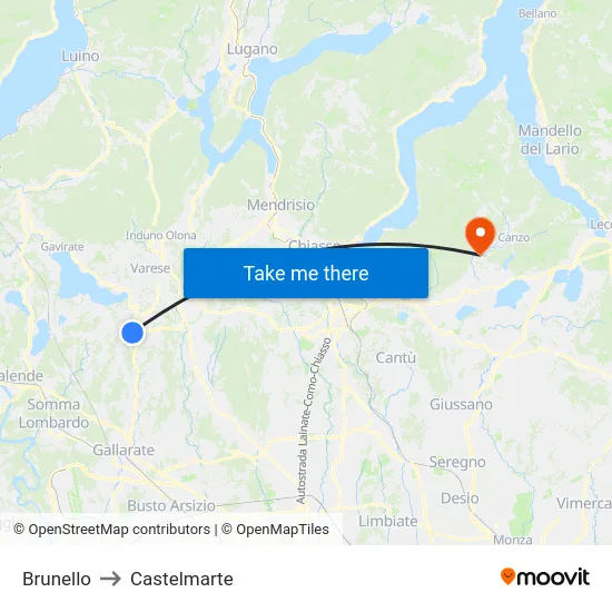 Brunello to Castelmarte map