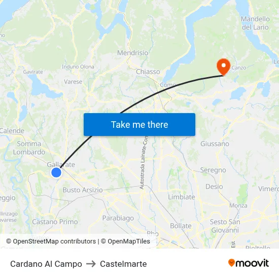 Cardano Al Campo to Castelmarte map