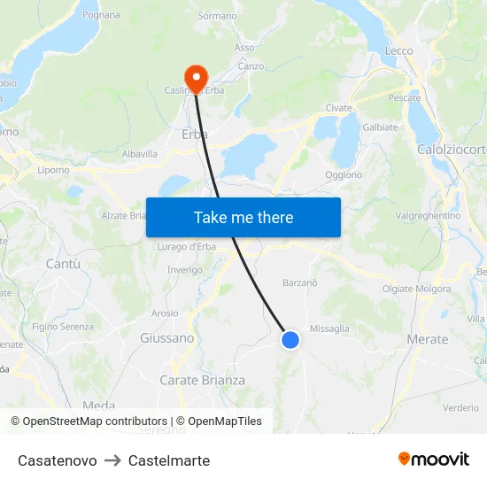 Casatenovo to Castelmarte map