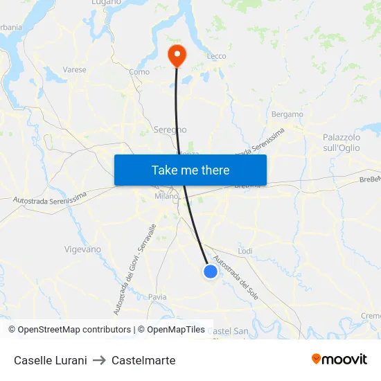 Caselle Lurani to Castelmarte map