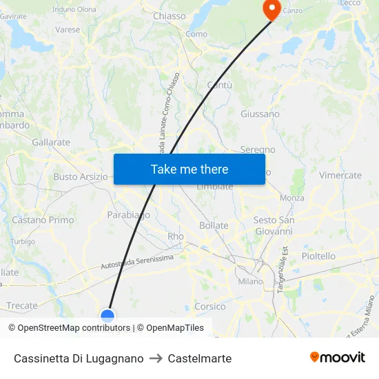 Cassinetta Di Lugagnano to Castelmarte map