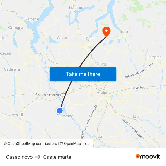 Cassolnovo to Castelmarte map