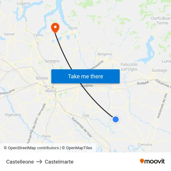 Castelleone to Castelmarte map