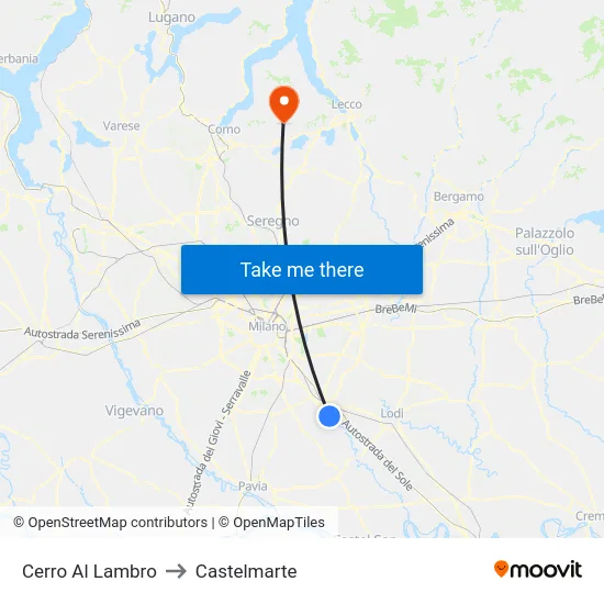 Cerro Al Lambro to Castelmarte map