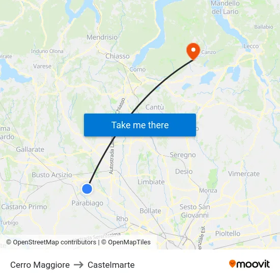 Cerro Maggiore to Castelmarte map