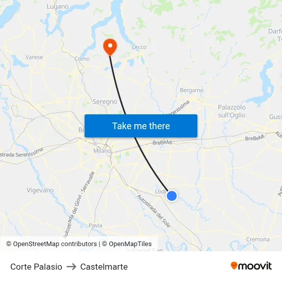 Corte Palasio to Castelmarte map
