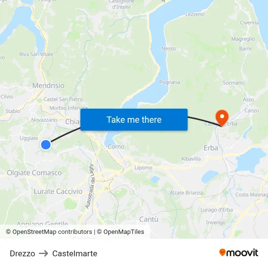 Drezzo to Castelmarte map