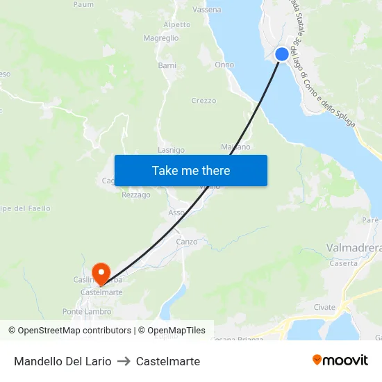 Mandello Del Lario to Castelmarte map