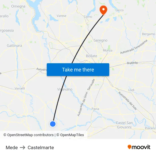 Mede to Castelmarte map