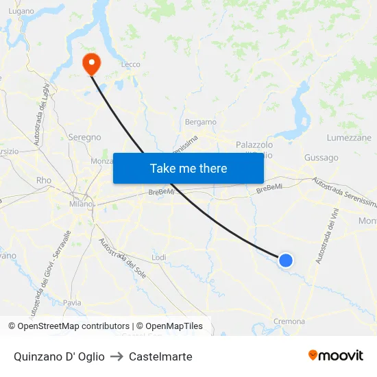 Quinzano D' Oglio to Castelmarte map
