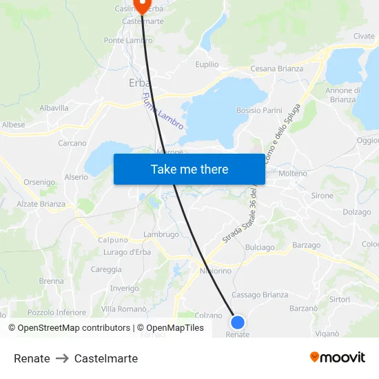 Renate to Castelmarte map