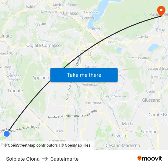 Solbiate Olona to Castelmarte map