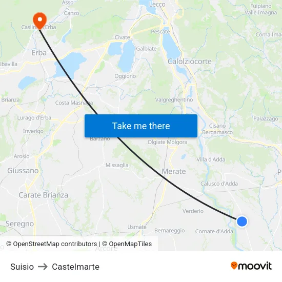 Suisio to Castelmarte map