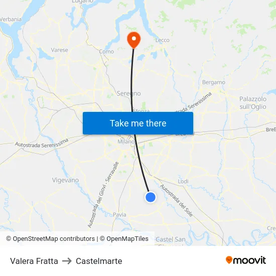 Valera Fratta to Castelmarte map