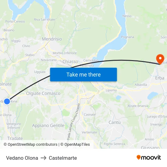 Vedano Olona to Castelmarte map