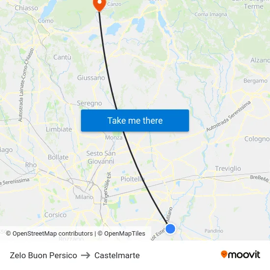Zelo Buon Persico to Castelmarte map