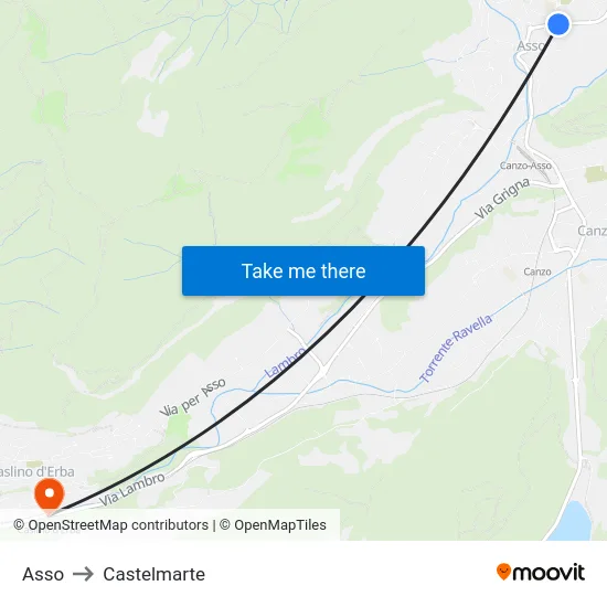 Asso to Castelmarte map