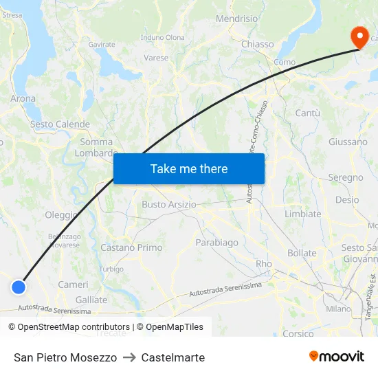 San Pietro Mosezzo to Castelmarte map