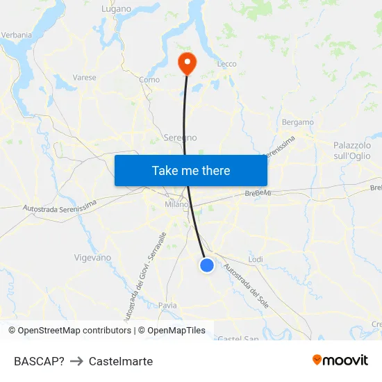 Bascap to Castelmarte map