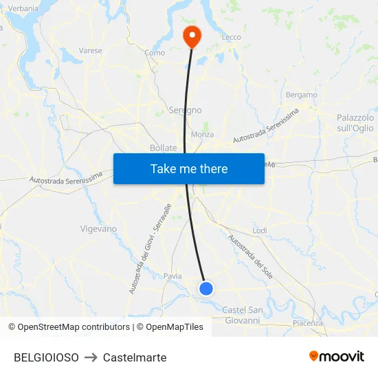 BELGIOIOSO to Castelmarte map