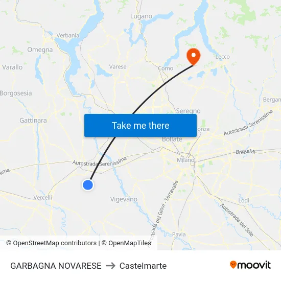 Garbagna Novarese to Castelmarte map