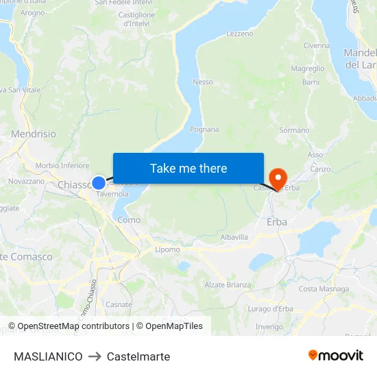 Maslianico to Castelmarte map