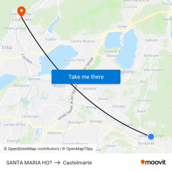 Santa Maria Ho? to Castelmarte map