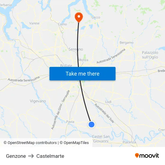 Genzone to Castelmarte map