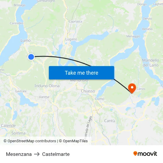 Mesenzana to Castelmarte map