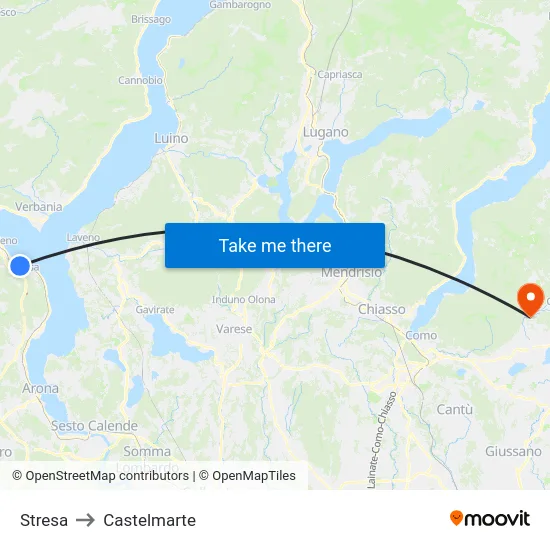 Stresa to Castelmarte map
