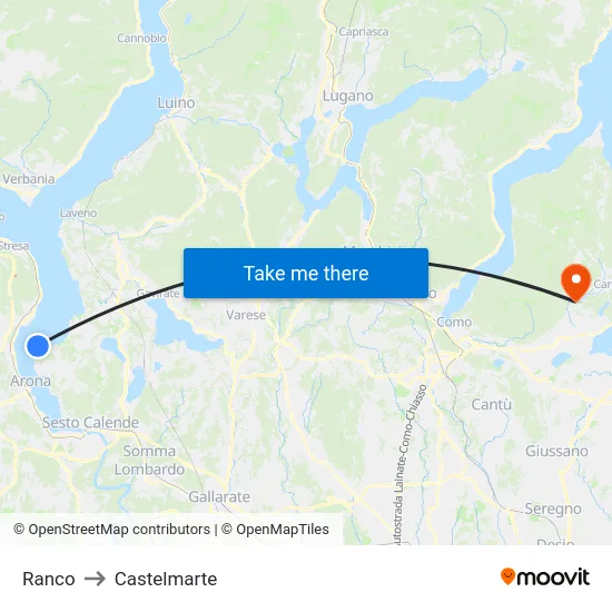 Ranco to Castelmarte map