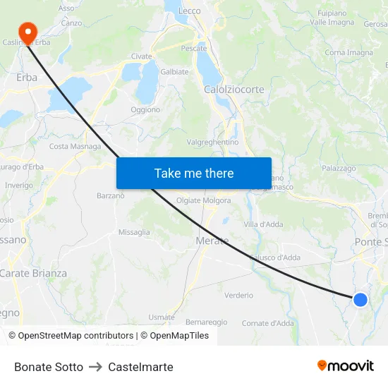 Bonate Sotto to Castelmarte map