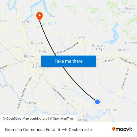 Grumello Cremonese Ed Uniti to Castelmarte map