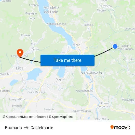 Brumano to Castelmarte map